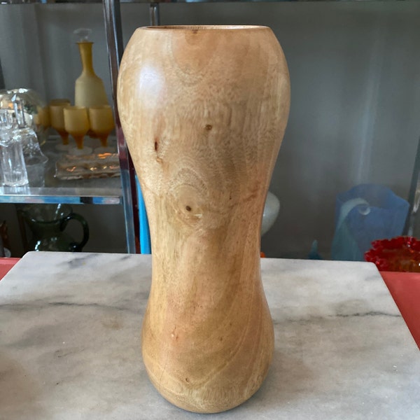 Mid Century Modern Turned Wood Vase Made in Taiwan MCM Style Vase