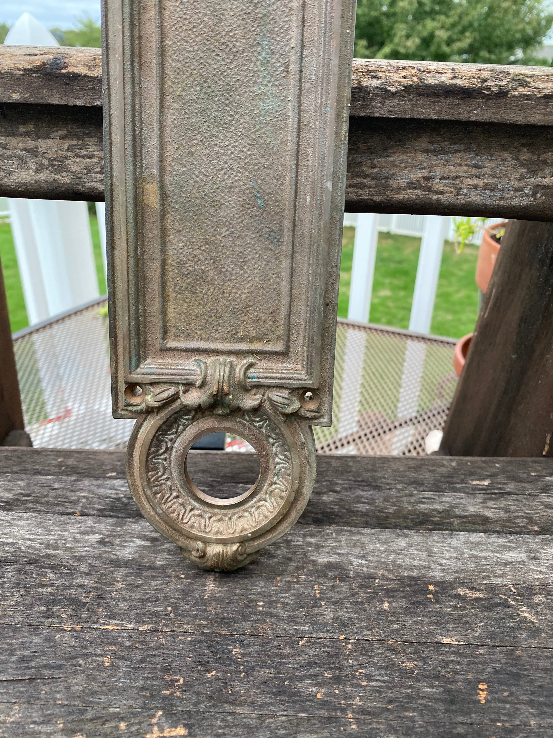 Antique Aged Bronze Door Push Plate Ornate Architectural Etsy