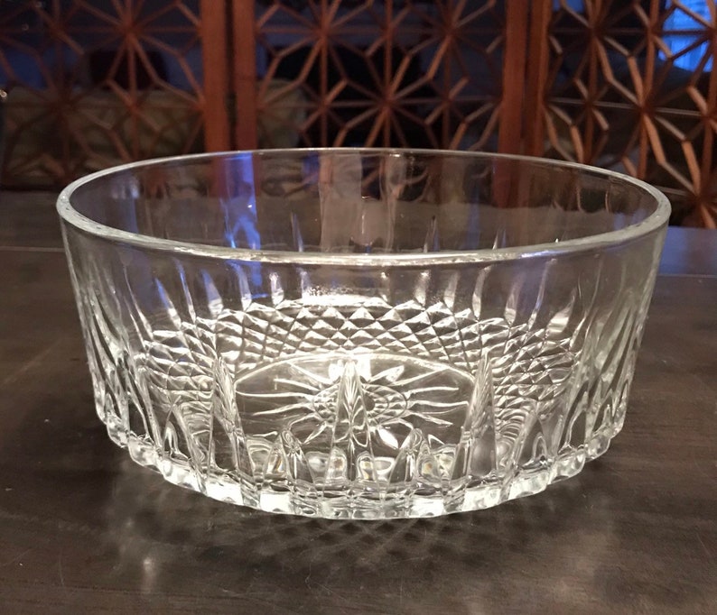 Arcoroc France Cut Glass Bowl Star Burst Diamond Crystal Vintage