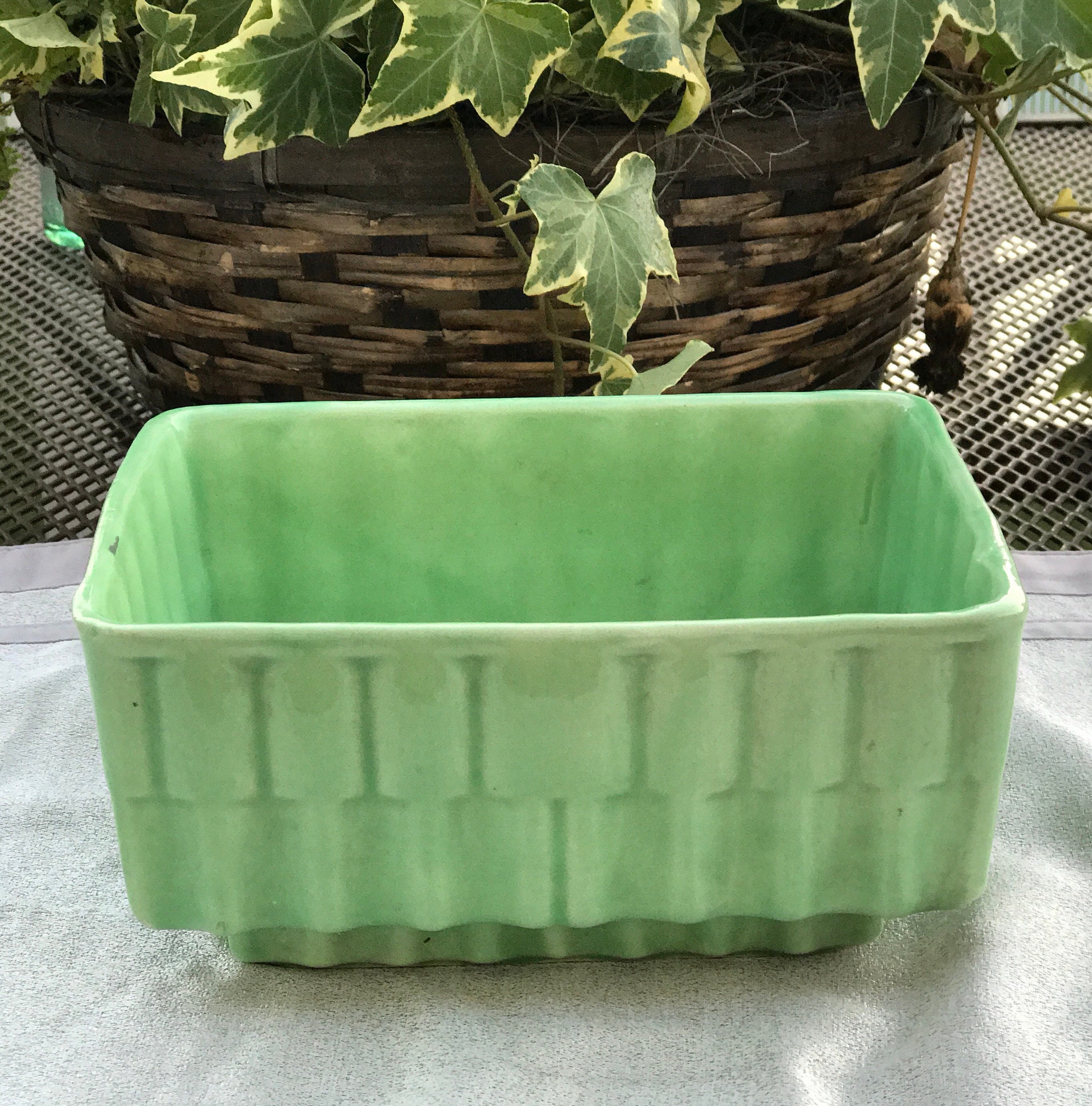Vintage USA Cookson Pottery Green Rectangular Planter CP 337 Etsy