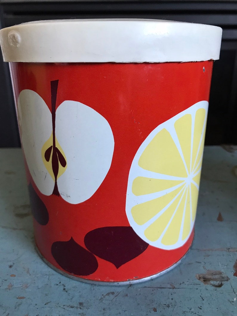 Vintage Fluffo Shortening Storage Can with Fruit Design & Lid Etsy