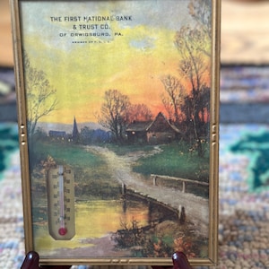 Vintage Advertising Thermometer: Bridge/Creek Homestead Scene - Orwigsburg, PA