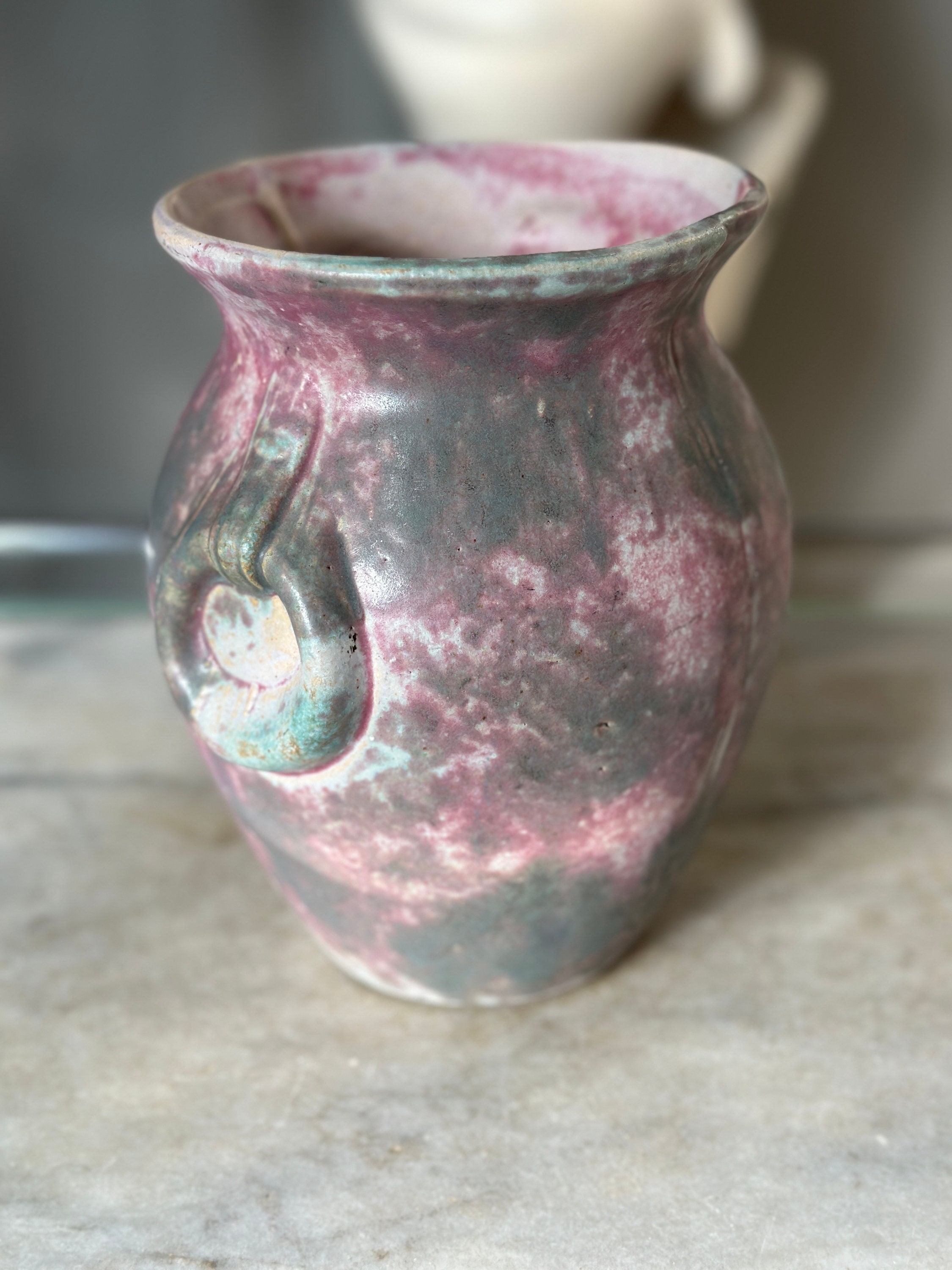 春のコレクション 1930s Winter Burley Vintage Blue Purple, Mottled Pottery Art 洋書