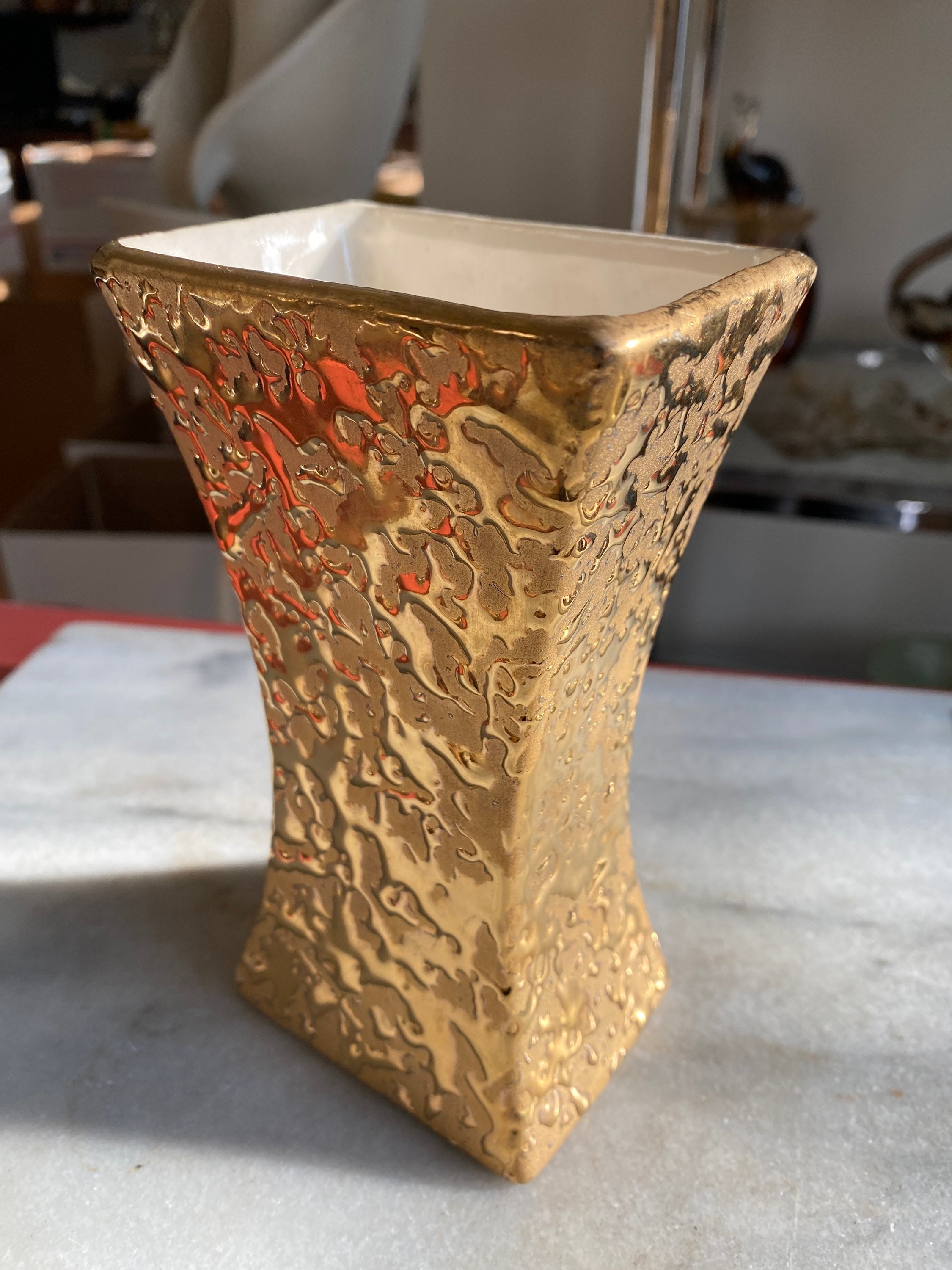 Art & Collectibles 1940s 24K Weeping Gold McCoy Vase Antique Sunburst