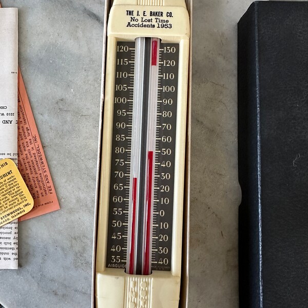 Vintage NIB Airguide “The 407” Indoor Outdoor Thermometer in Original Box