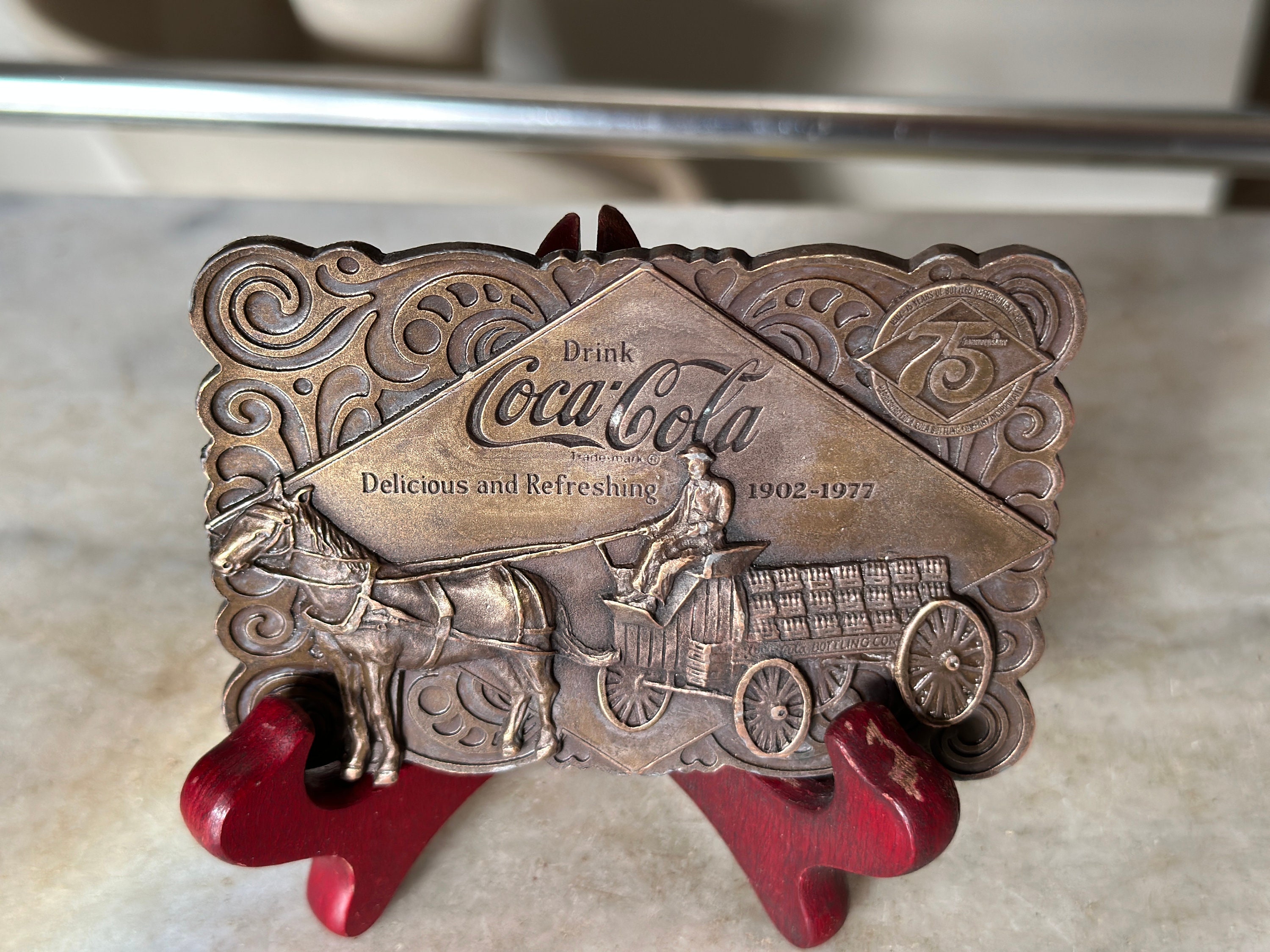 Vintage 1976 Coca cola 75th Anniversary Brass Belt Buckle Etsy