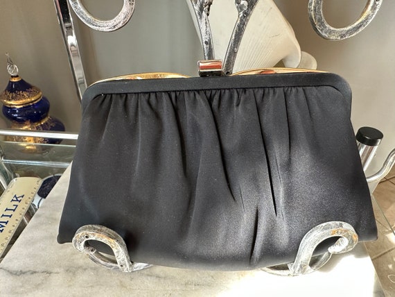 Vintage Ande Black Datin Evening Handbag | Silver… - image 2