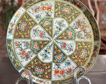 Vintage Daher Metal Tray: 1971 Floral Scroll Charger, English Tin Serving Plate