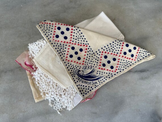 Set of 5 Vintage Handkerchiefs| 1930s Japanese Si… - image 8