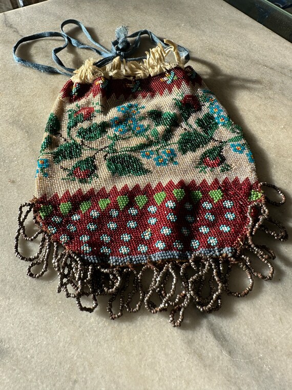 Vintage Antique Victorian Micro-Beaded Purse - 18… - image 3