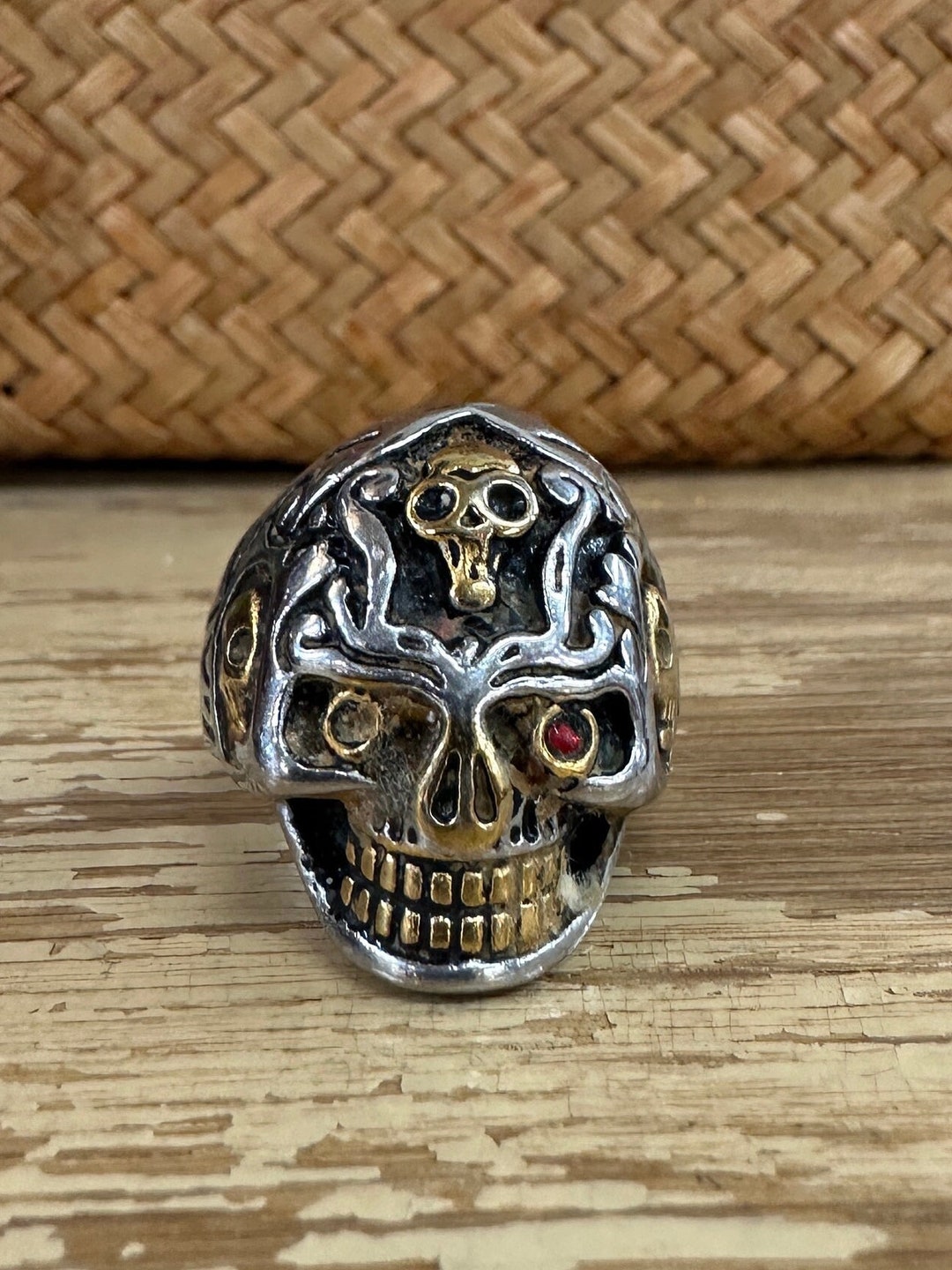 Vampire Skull Ring, Stainless Steel, Biker, Goth, Metal, Viking, Pagan ...