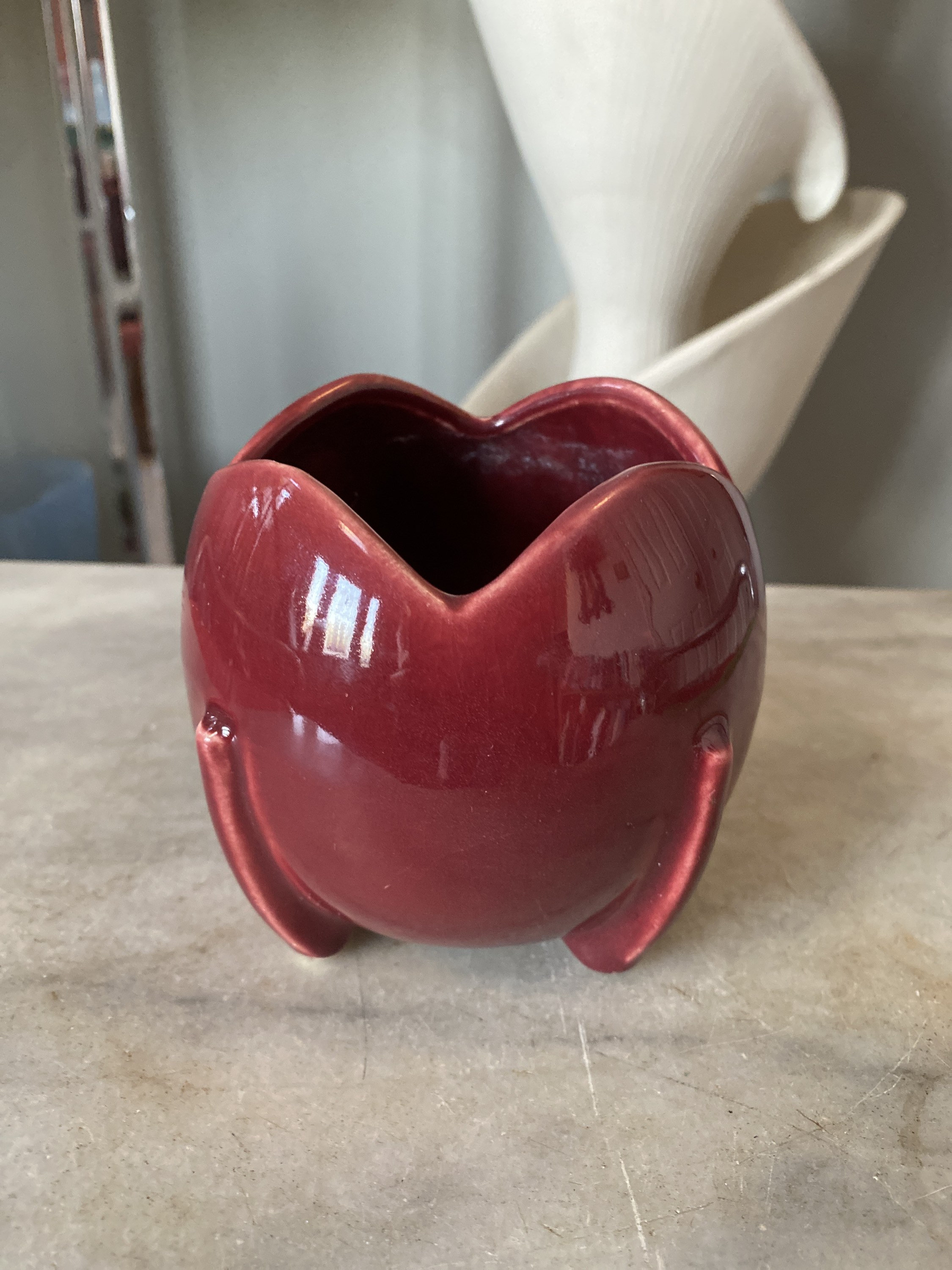 Vintage McCoy Pottery Hanging Planter #2642 Ceramic Round Burgundy