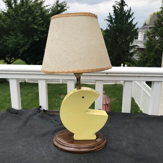 Vintage Pac Man Ceramic Lamp 1970s Light Kitschy Collectible Game Decor