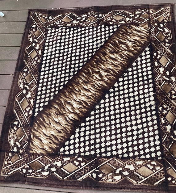 Antique Lap Robe Carriage Blanket Mohair Victorian Browns Black