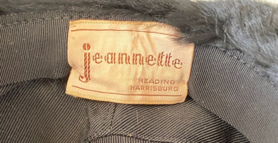 Black Genuine Fur Vintage 1950s Hat | Jeanette Mi… - image 6
