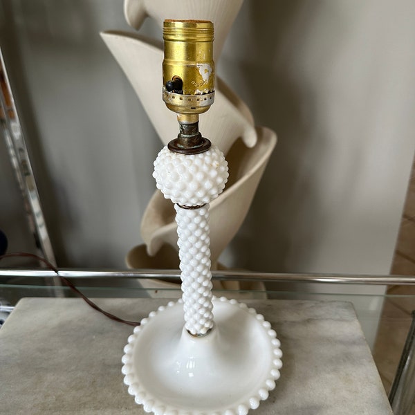 HOBNAIL MILK GLASS Lamp Vintage | Milk Glass Boudoir Lamp