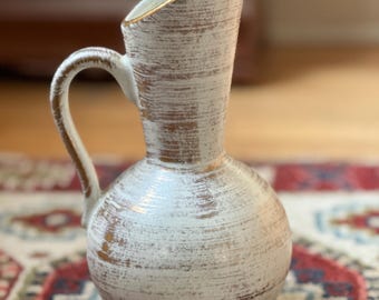 Vintage Royal Haeger Gold Tweed Pottery Pitcher | Brushed 22K Gold | Mid-Century Modern Ceramic Vase | USA Collectible | 9”