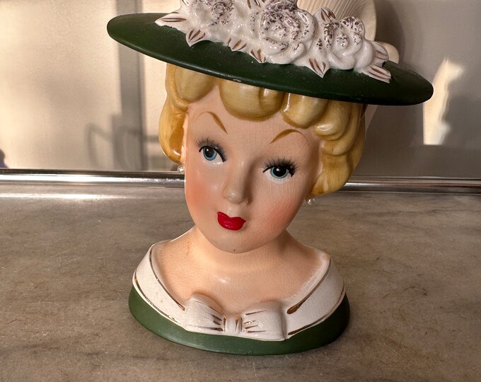 Relpo Lady Head Vase, Vintage Relpo K1053 Head Vase, Relpo Lady Head