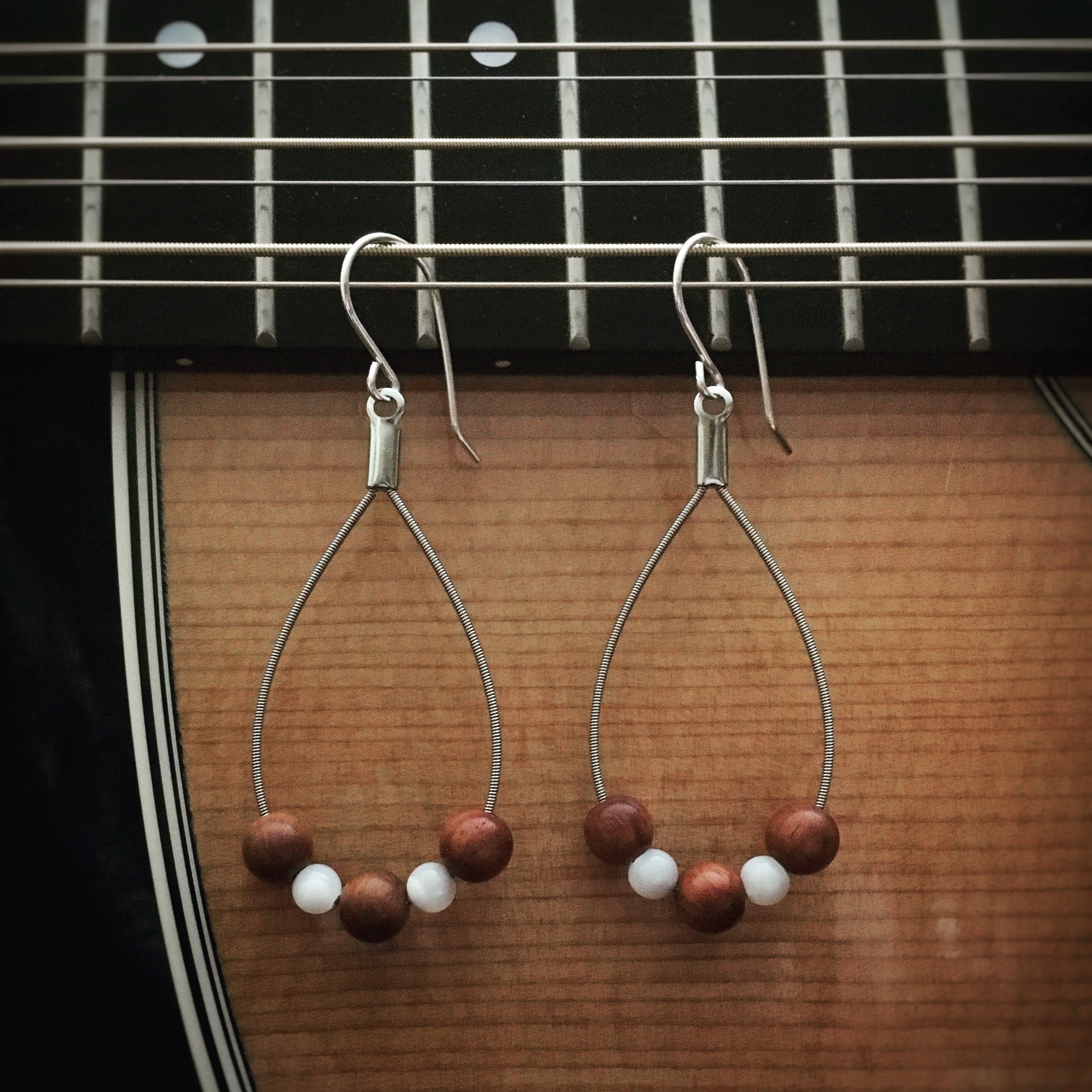 Beaded Loop Guitar String Earrings Etsy