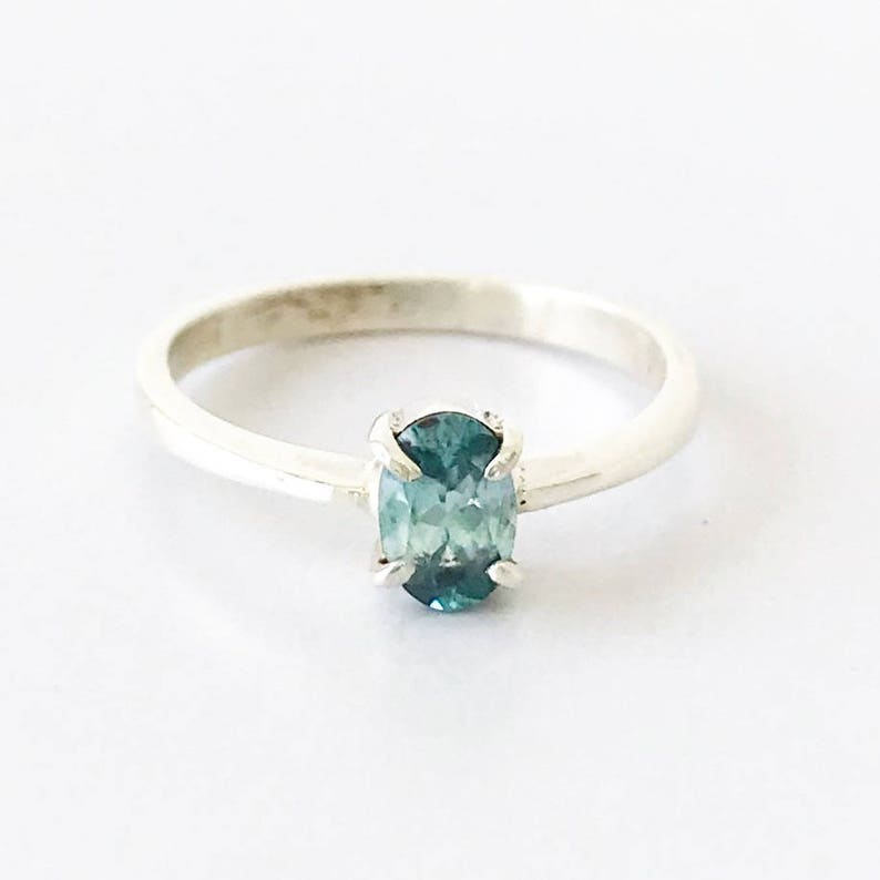 Birthday Anniversary gift Blue Topaz Silver engagement Ring for women