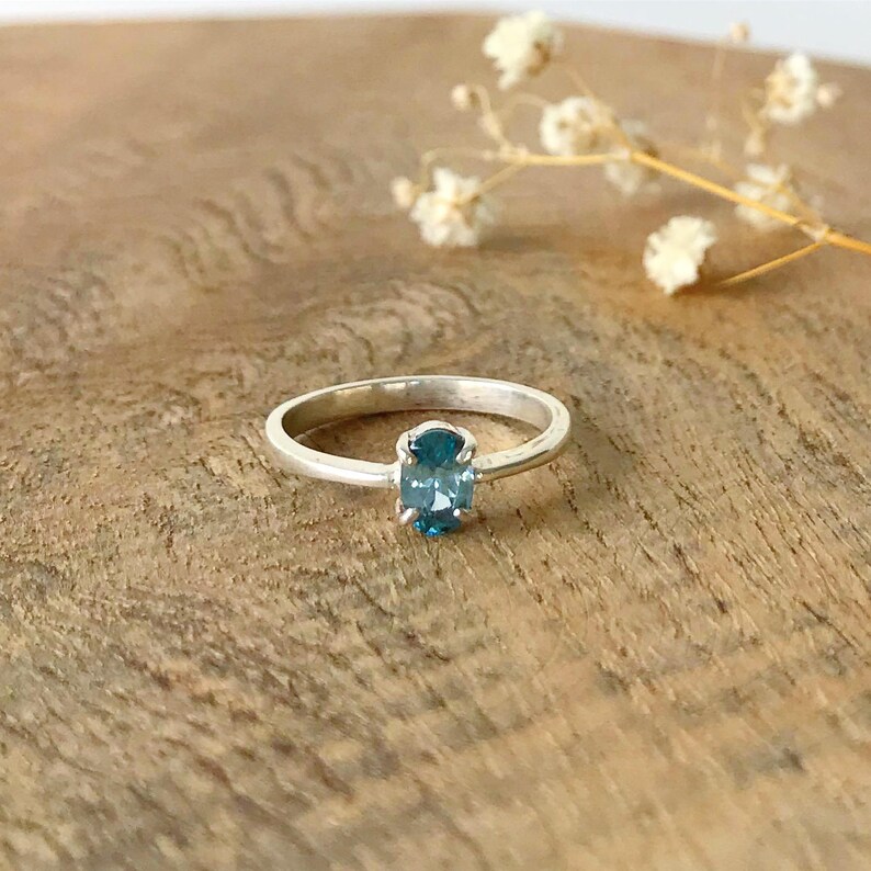 Birthday Anniversary gift Blue Topaz Silver engagement Ring for women