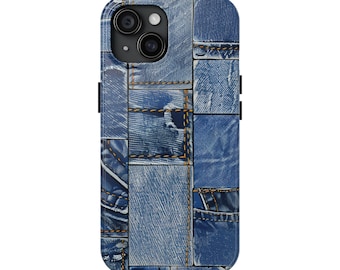 デニムパッチワークのiPhone＆Galaxyケース：ヴィンテージジーンズ生地