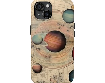 Étui pour iPhone du système solaire vintage, oeuvre d'art de la carte Galaxy, étui de protection solide