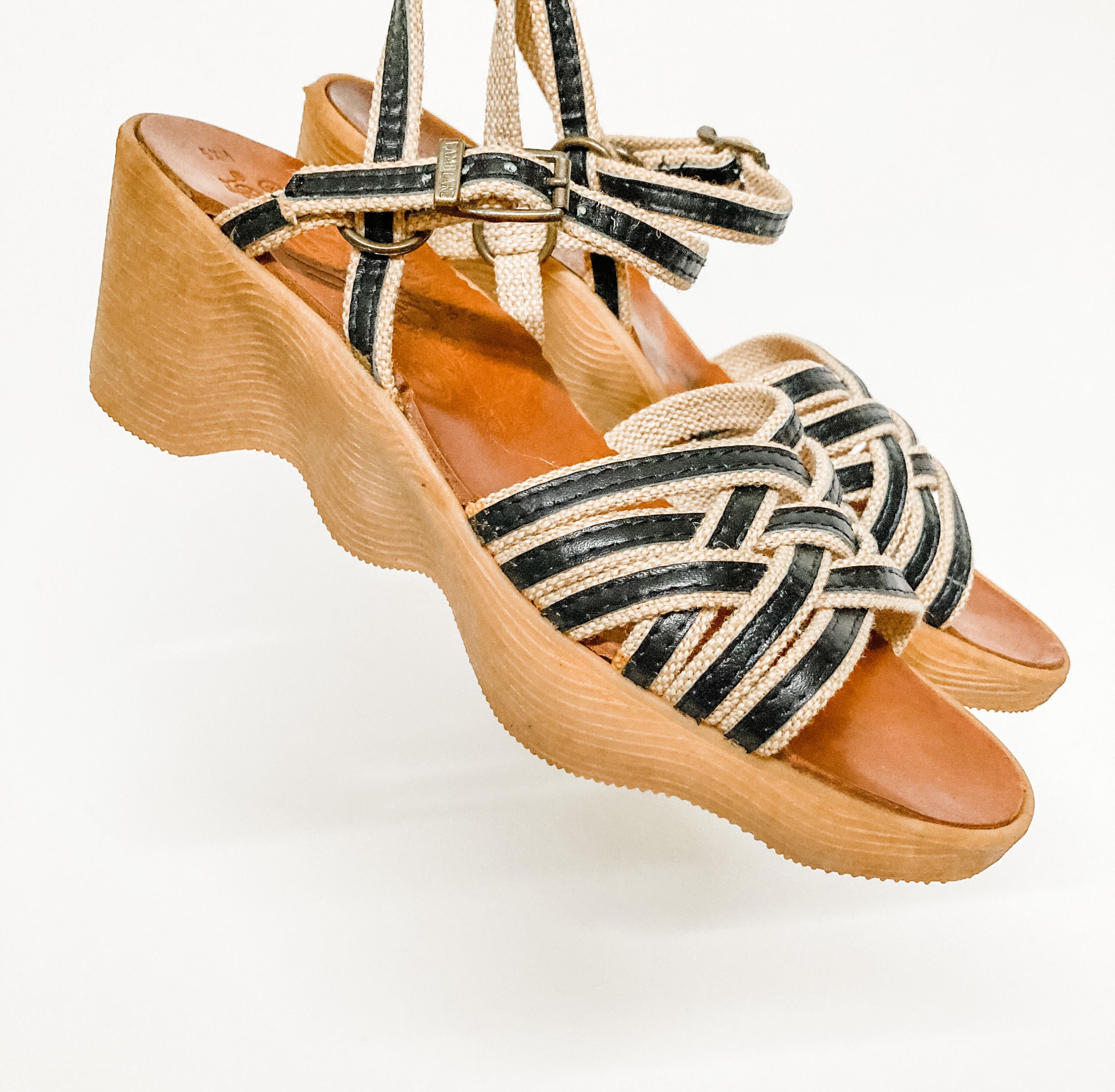 Vintage Famolare Sandals Wedge Italian Vintage Shoes Wavy Etsy