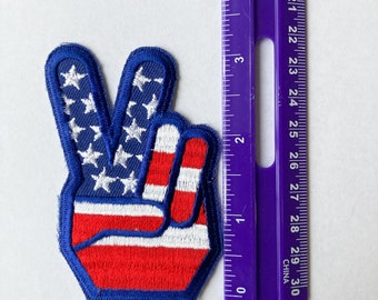 Sew Iron on 6.3" x 9.45" Peace Fingers US Peace Fingers Patch Large Patch Sew Iron on 6.3" x 9.45" Peace Fingers US Peace Fingers Patch Large Patch