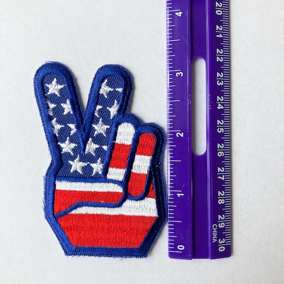 Peace Sign American Flag Patch, Iron On Patch - image 1