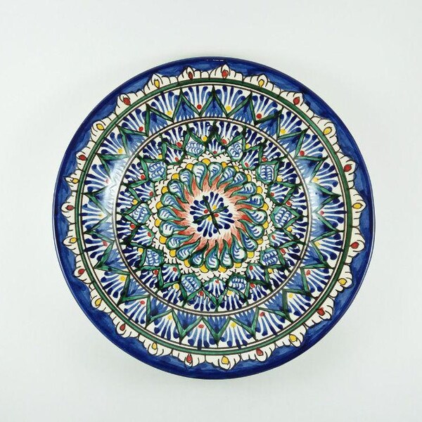 Uzbekistan plates wall hanging, Uzbek ceramics buy, plates for stands,plates wall decor,ceramic, blue and green plates, decorative plates D2