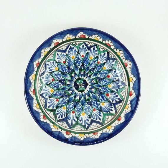 Small Uzbek Blue Plate Display Plates Handmade Ceramic Etsy