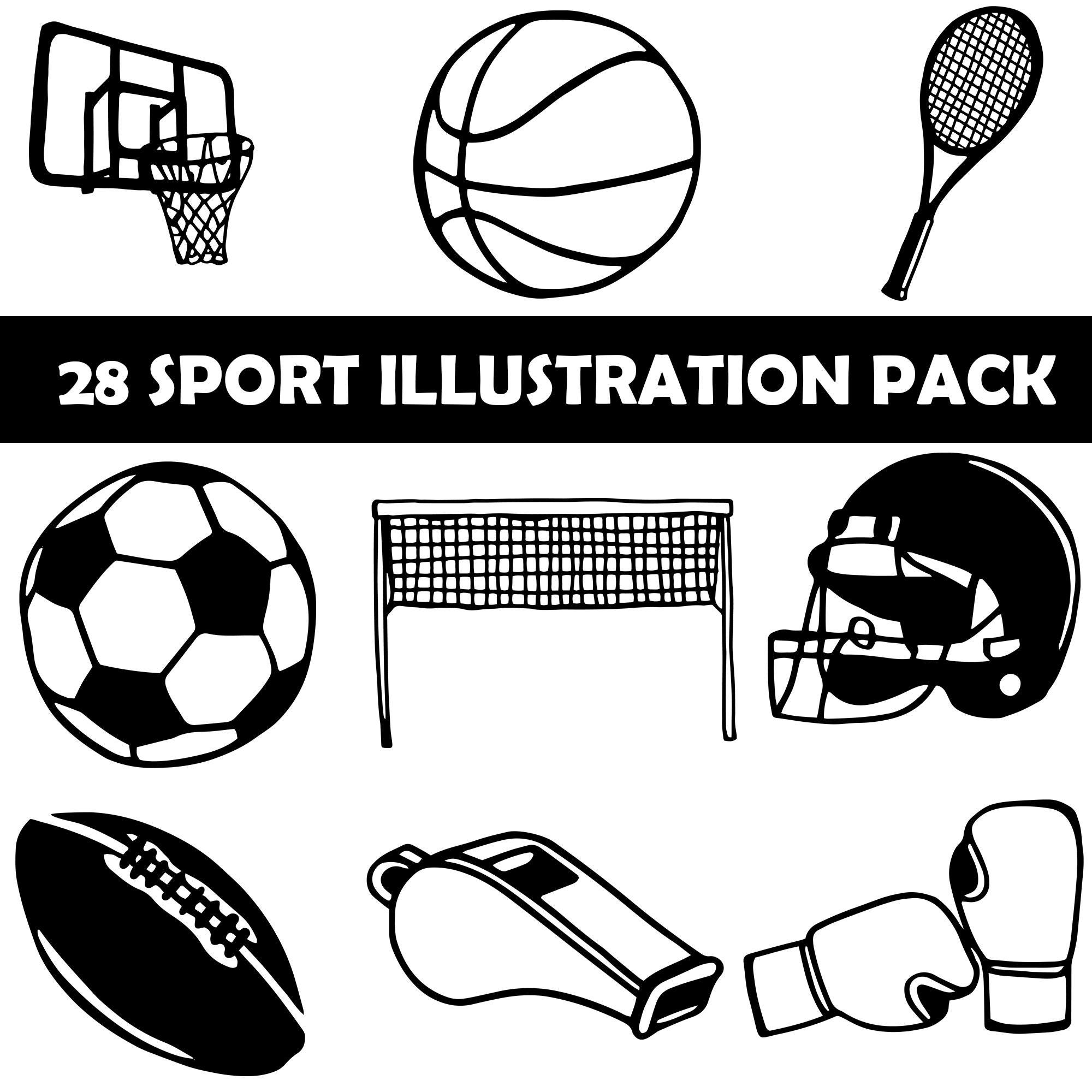 Sports Equipment Clipart Black And White