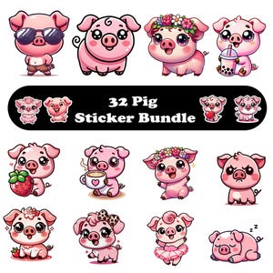 Pigs Watercolor Clipart Bundle, Adorable Rustic Farm Animal Graphics, Scrapbooking, Instant Digital Download, Cute Baby Pig, High-Quality