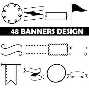 48 Banner Png, Banner Png Bundle, Banner Clipart, Banner Png, Banner Vector, Banner Outline, Ribbon Png, Ribbon Banner Png, Digital Banner