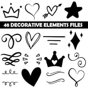 Decorative Elements Png Bundle, Text Divider Png, Flourishes Png, Elements Png Bundle, Ornaments Png, Digital Decorative Elements Cut Files
