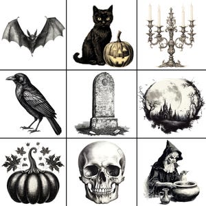 Vintage Halloween Sublimation Clipart, Instant Digital Download, Spooky Season Sublimation Design, Halloween Vintage Clipart Commercial Use