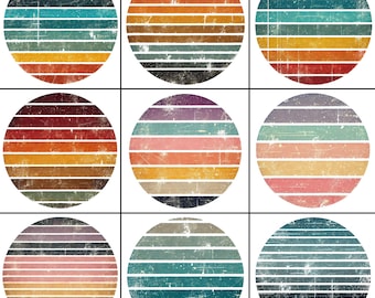 Sublimación de atardecer retro, PNG de atardecer retro vintage, Diseños de sublimación vintage, Clipart de atardecer, Círculo retro, Descarga instantánea desgastada