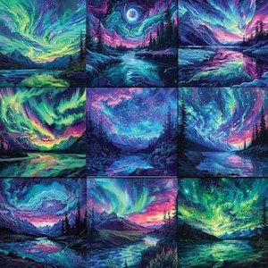 Northern Lights 20oz Tumbler Bundle, Tumbler Sublimation, Straight Skinny Tumbler, Instant Digital Download, Alcohol Ink Northern Lights PNG