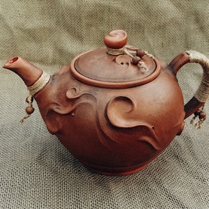 Handmade Ceramic Teapot, lid with lock