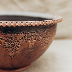 Deep Ceramic bowl, Soup bowl, Salad bowl, Fruit bowl, Pasta bowl. Dinnerware, pottery dish in Folk style. image 2