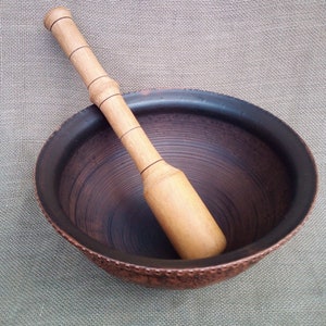 Deep Ceramic bowl, Soup bowl, Salad bowl, Fruit bowl, Pasta bowl. Dinnerware, pottery dish in Folk style. image 10