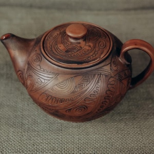 Pottery Ceramic Teapot. Present for tea ceremony and herbal tea lovers