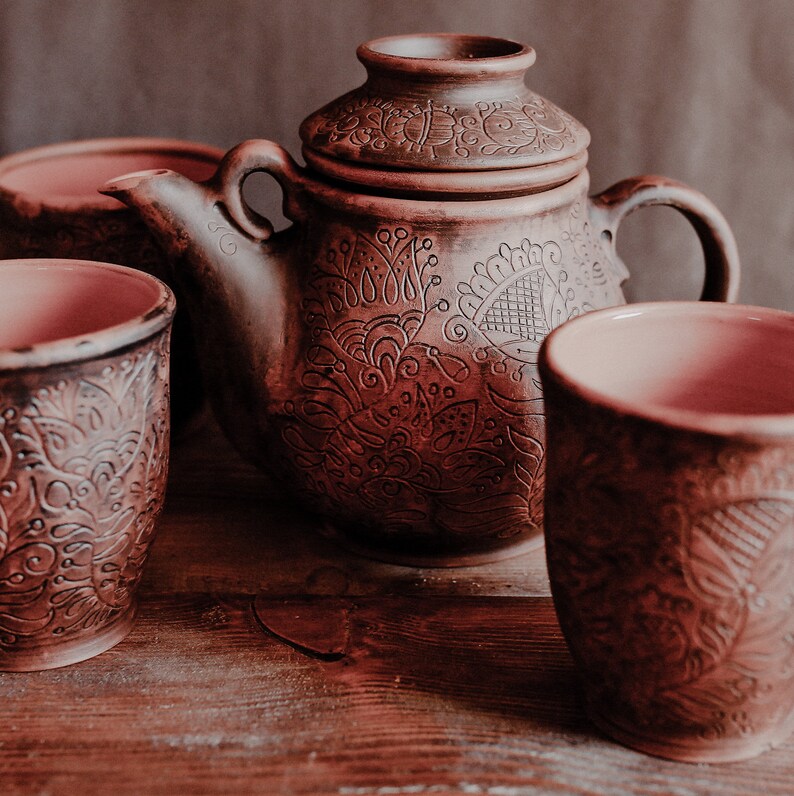 Handmade ceramic Tea Set one teapot with infuser and two Etsy