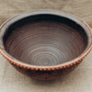 Deep Ceramic bowl, Soup bowl, Salad bowl, Fruit bowl, Pasta bowl. Dinnerware, pottery dish in Folk style. image 3