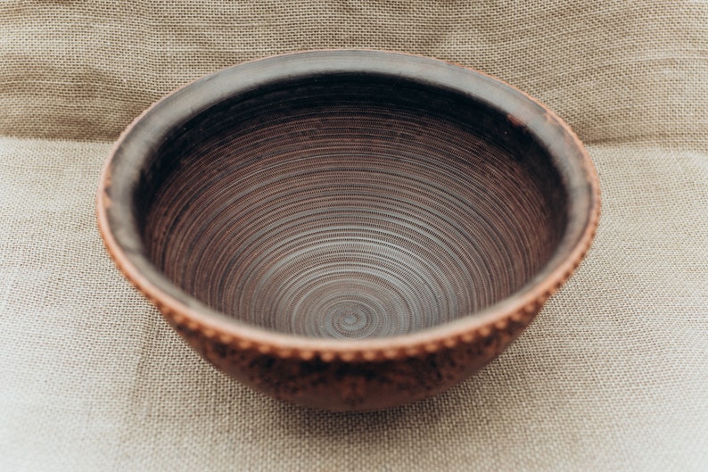 Deep Ceramic bowl, Soup bowl, Salad bowl, Fruit bowl, Pasta bowl. Dinnerware, pottery dish in Folk style. image 3