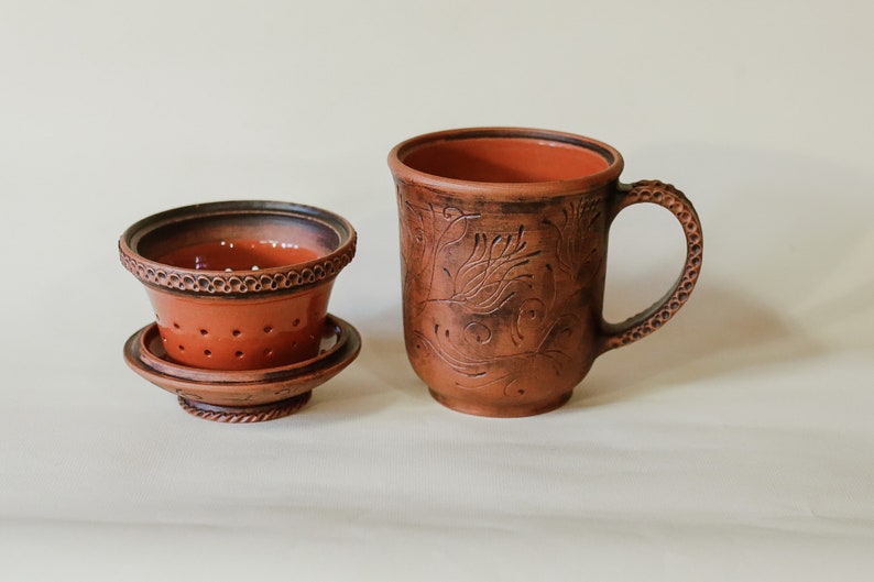 Handmade Ceramic Tea Mug teapot Cup with infuser. Unique Gift Etsy