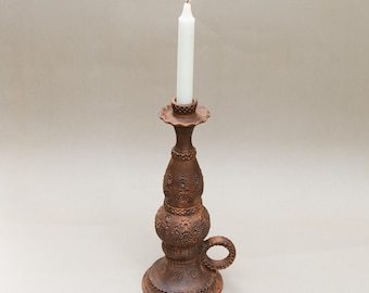 Rustic Ceramic Candle Holder – Handmade Pottery Candlestick, Vintage-Style Home Decor
