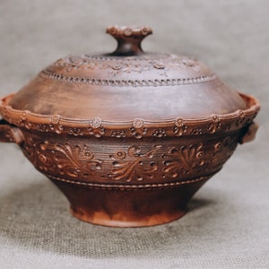 Big Pottery Dish, Bowl in Folk, Rustic style "Makitra", Ceramic Bowl Set