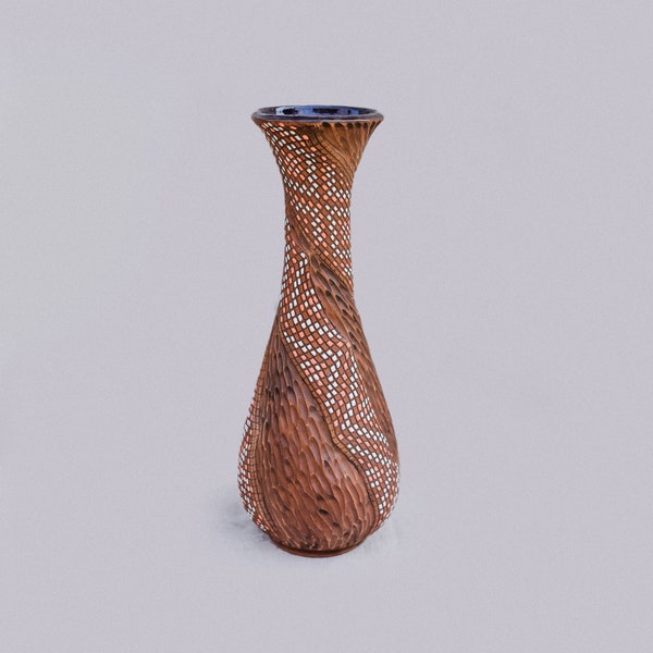 Ceramic Pottery Vase in Rustic, Ukrainian Folk style. Unique gift.